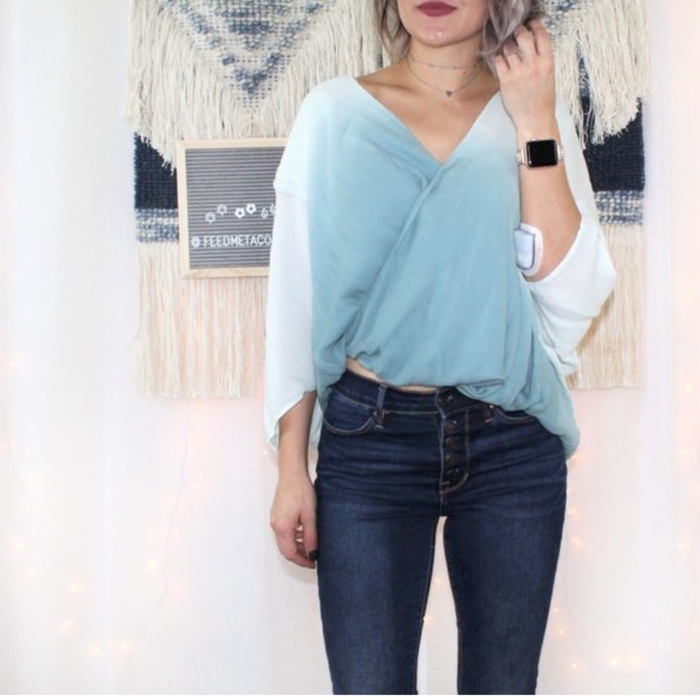 Young Fabulous & Broke Ombre Surplice Drapey Top - Picture 1 of 8
